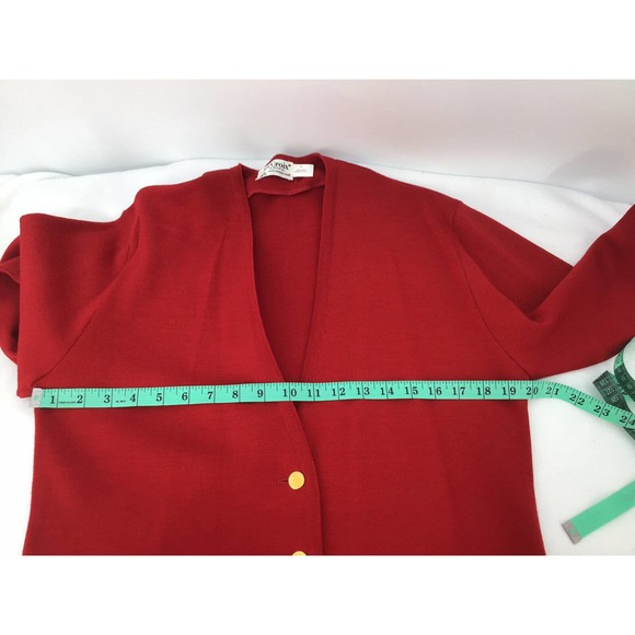 St. Croix Wool Cardigan Jacket Red Gold Buttons - Picture 11 of 12